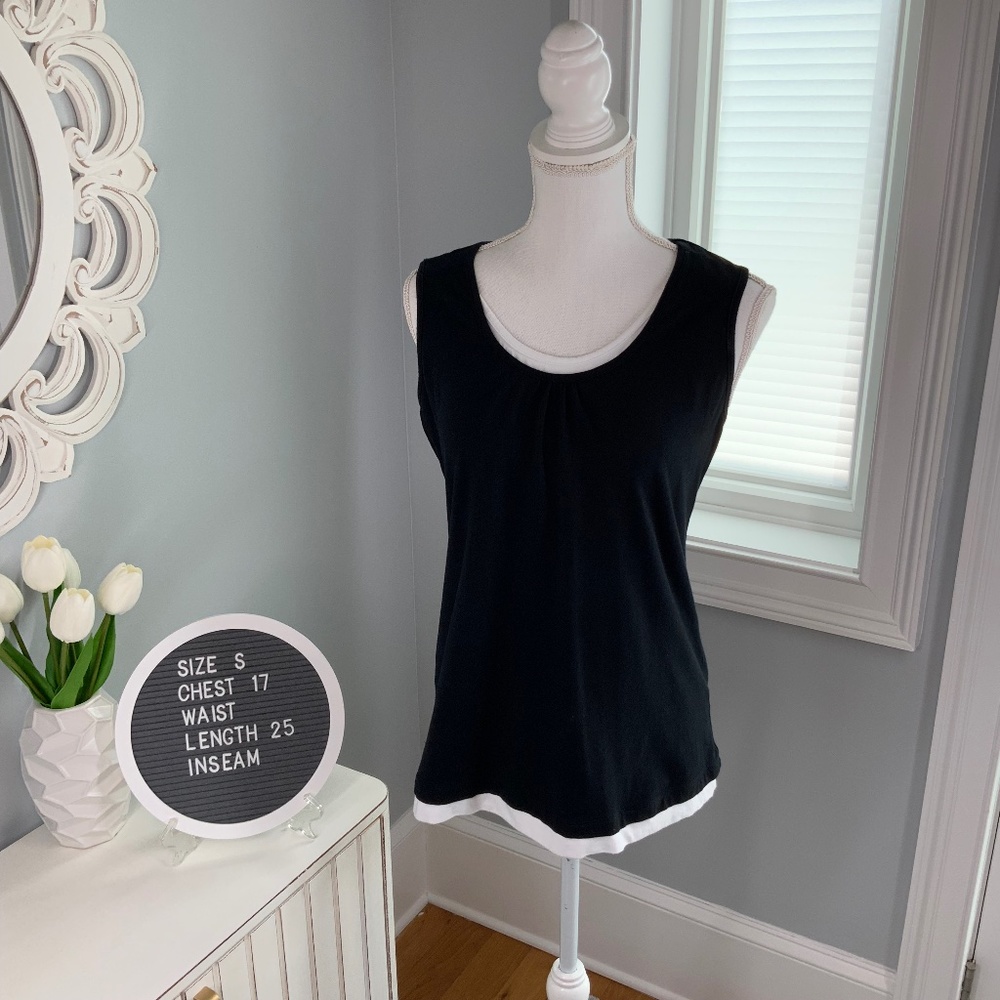 Denim + Company Mock Layered Tunic Style Tank Size Small